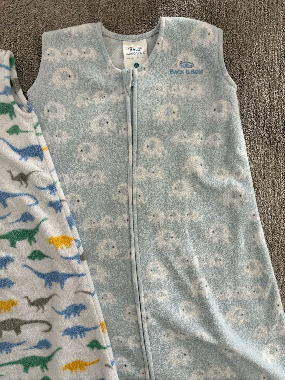 2 Halo sleepsacks- size medium/6-12 month fleece